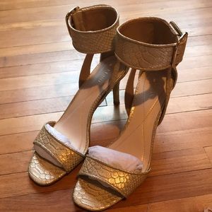 Gold Ankle Strap Dress Heels